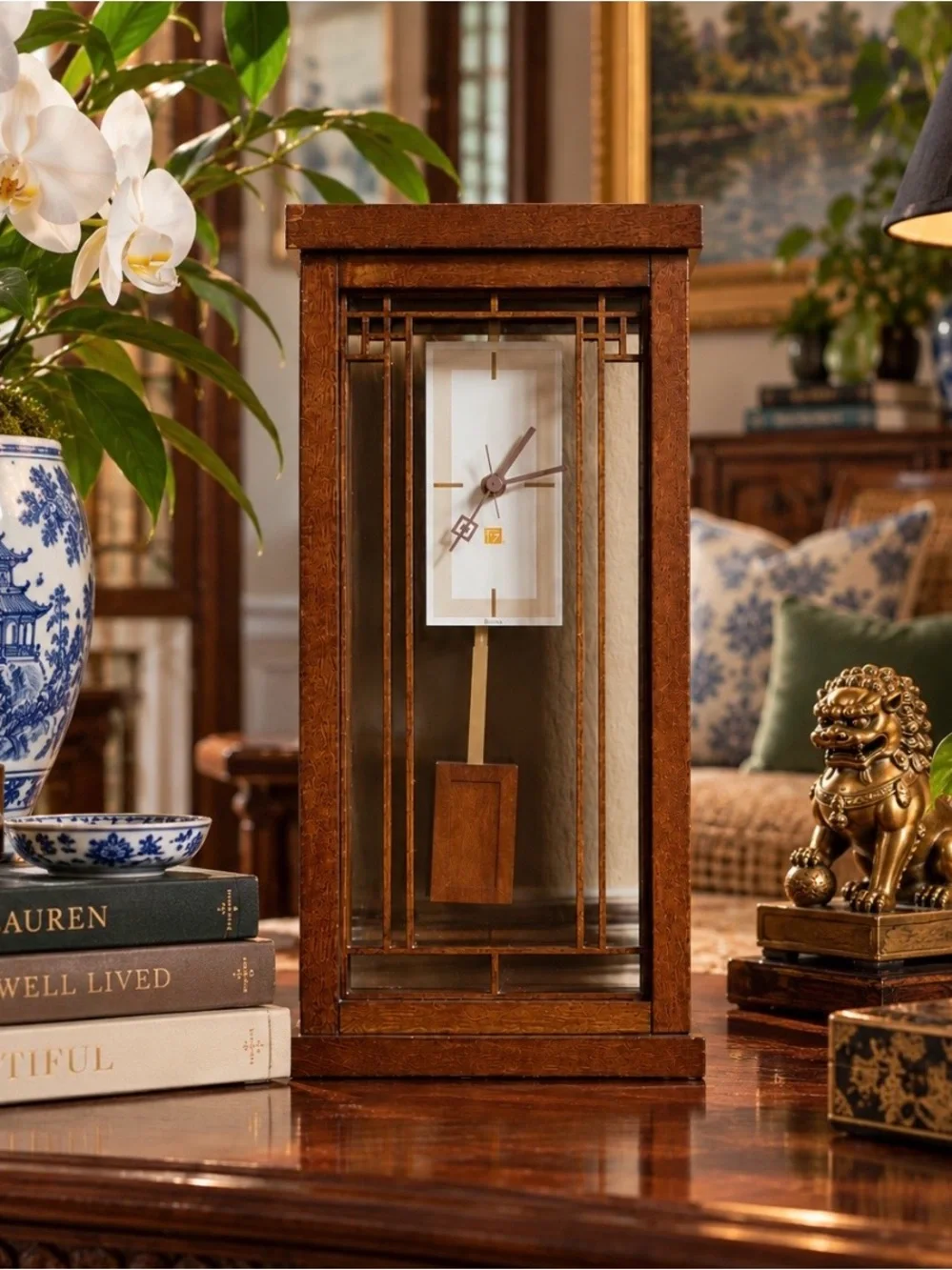 Bulova B1852 Frank Lloyd Wright Collection Wood Pendulum Clock